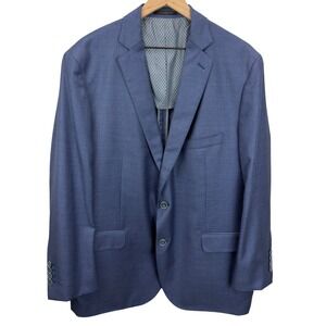 J. Hilburn Mens Size 48R Blue Wool Sport Coat Blazer Custom Tailored 2-Button